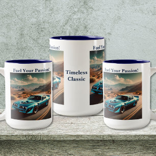 Tasse 2 Couleurs Voiture de style Trans Am bleu classique