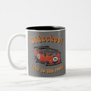 Tasse 2 Couleurs Voitures anciennes de style vintage rouge et gris 