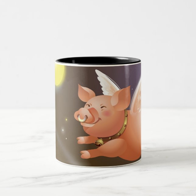 Tasse 2 Couleurs Vol de porc dans le ciel (Centre)