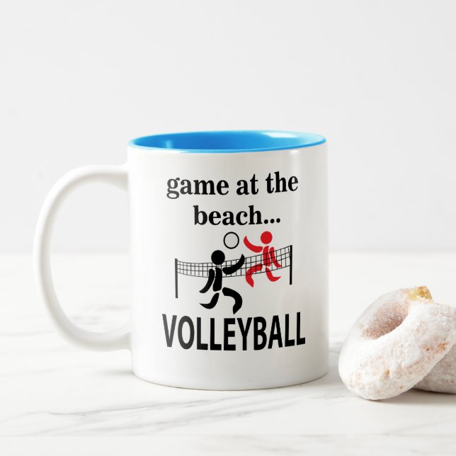Tasse 2 Couleurs Volley-ball de plage (Avec donut)