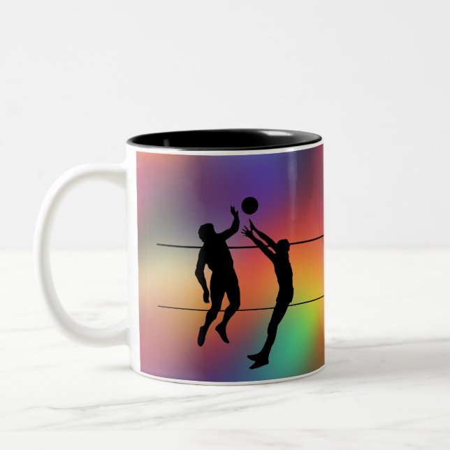 Tasse 2 Couleurs Volleyball Silhouette Players and Ball personalize (Gauche)