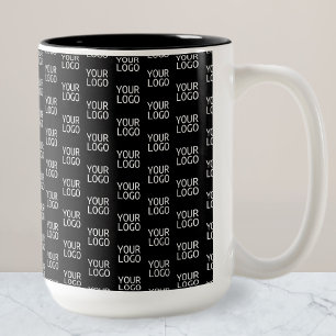 Tasse 2 Couleurs Votre logo d'entreprise Motif élégant en demi-pa