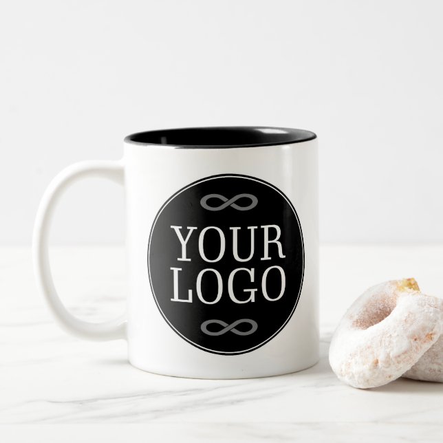 Tasse 2 Couleurs Votre logo - Point - Fond NOIR (Avec donut)