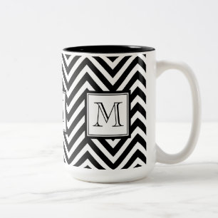 TASSE 2 COULEURS VOTRE MONOGRAMME, CHEVRON NOIR