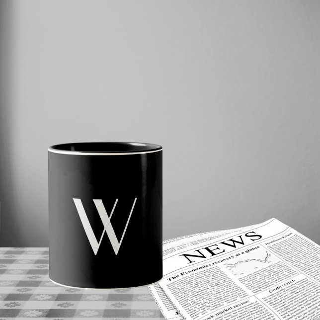 Tasse 2 Couleurs Votre monogramme en noir et blanc (Créateur téléchargé)