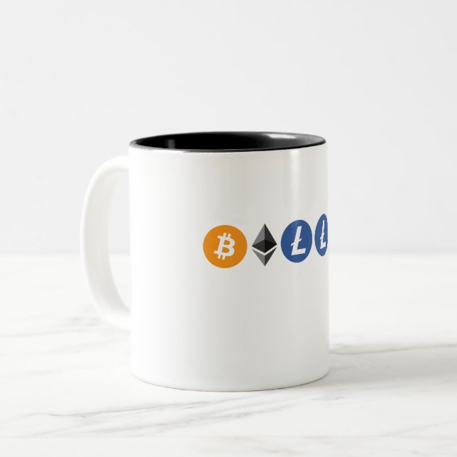 Tasse 2 Couleurs Votre nom écrit dans les logos de cryptomonnaie po (Devant gauche)