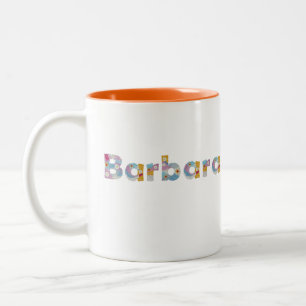 Tasse 2 Couleurs Votre nom en lettres florales artistiques / Barbar