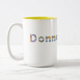 Tasse 2 Couleurs Votre nom en lettres florales artistiques / Donna