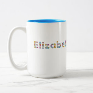 Tasse 2 Couleurs Votre nom en lettres florales artistiques / Elizab