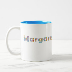 Tasse 2 Couleurs Votre nom en lettres florales artistiques / Margar