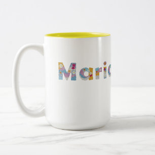 Tasse 2 Couleurs Votre nom en lettres florales artistiques / Maria