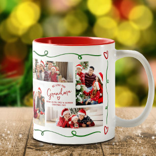 Tasse 2 Couleurs Vous aimez grand-mère Photo de Noël Doodles Rouge