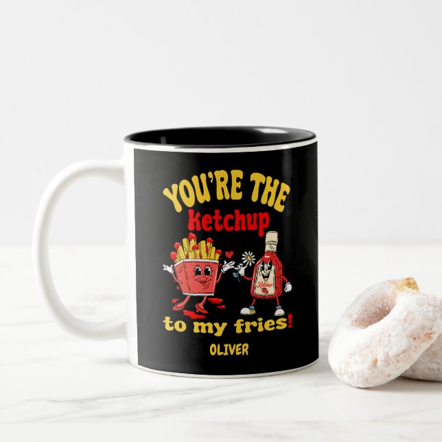 Tasse 2 Couleurs Vous Êtes La Ketchup À Mon Caricature Fries Mignon (Avec donut)