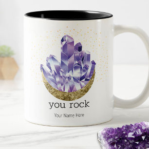 Tasse 2 Couleurs Vous faites roche Cristaux d'améthyste Aquarelle M