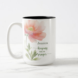 Tasse 2 Couleurs Vous gardant dans le soutien de la prière Fleur aq