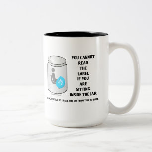 Tasse 2 Couleurs Vous Ne Pouvez Pas Lire Le Étiquette Assis Dans L'