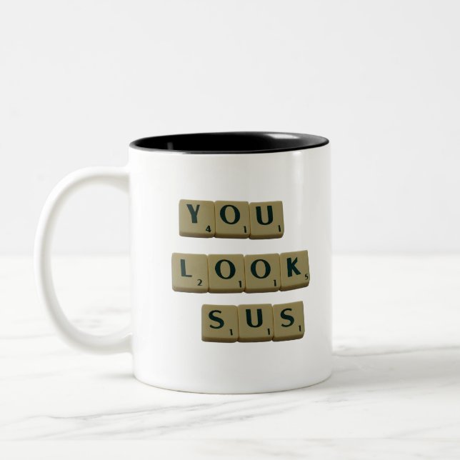 Tasse 2 Couleurs Vous Regardez SUS Lettre Carreaux Great Quotes Cad (Gauche)