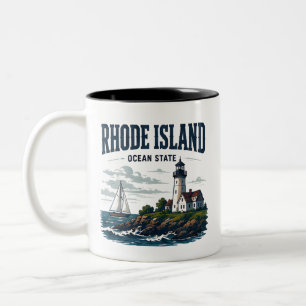 Tasse 2 Couleurs Voyage au phare côtier de Rhode Island