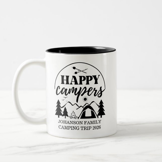 Tasse 2 Couleurs Voyage Camping en famille (Gauche)