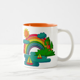 Tasse 2 Couleurs Voyage en bateau sous les nuages du soleil et l'ar