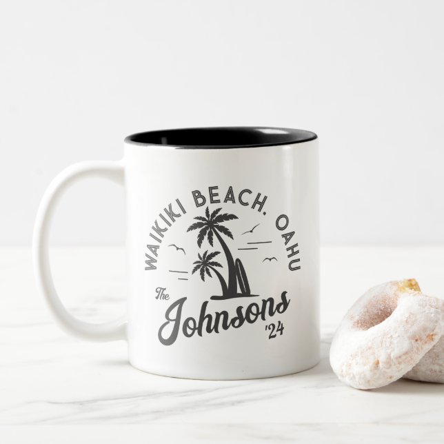 Tasse 2 Couleurs Voyage en famille sur mesure Summer Beach Group Tr (Avec donut)