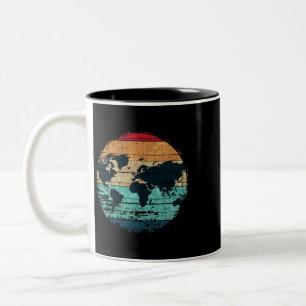 Tasse 2 Couleurs Voyageurs Pays Voyageurs Cartographie Travail Rétr