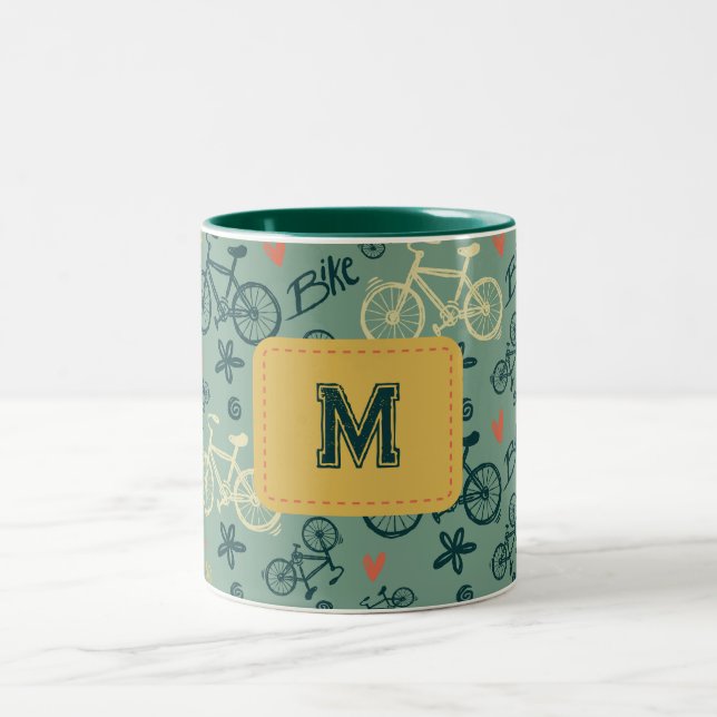 Tasse 2 Couleurs Voyons à vélo vert moderne Motif (Centre)