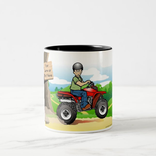 Tasse 2 Couleurs VTT - Dessin masculin par PrintedPerfection.com (Centre)