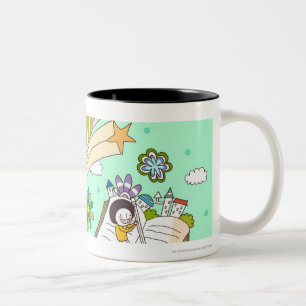Tasse 2 Couleurs Vue de côté des enfants étudiant par le plante
