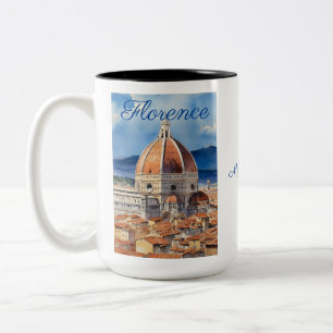 Tasse 2 Couleurs Vue de Florence   il Duomo   aquarelle   votre nom