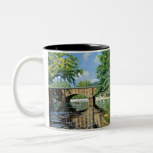 Tasse 2 Couleurs Vue pittoresque du Missouri Trout Stream Fishing