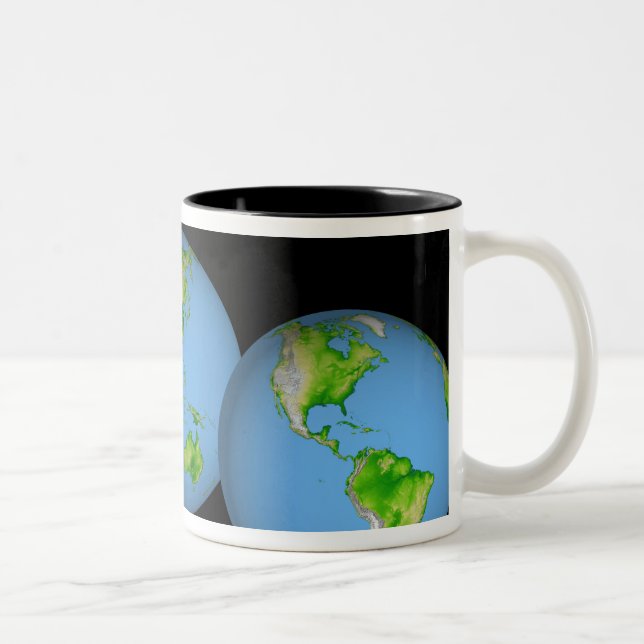 Tasse 2 Couleurs Vue topographique du monde (Droit)