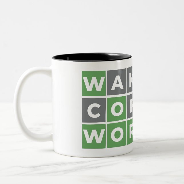Tasse 2 Couleurs Wake Up Coffee Wordle Original (Gauche)
