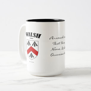 Tasse 2 Couleurs Walsh Family Crest, Traduction & Signification