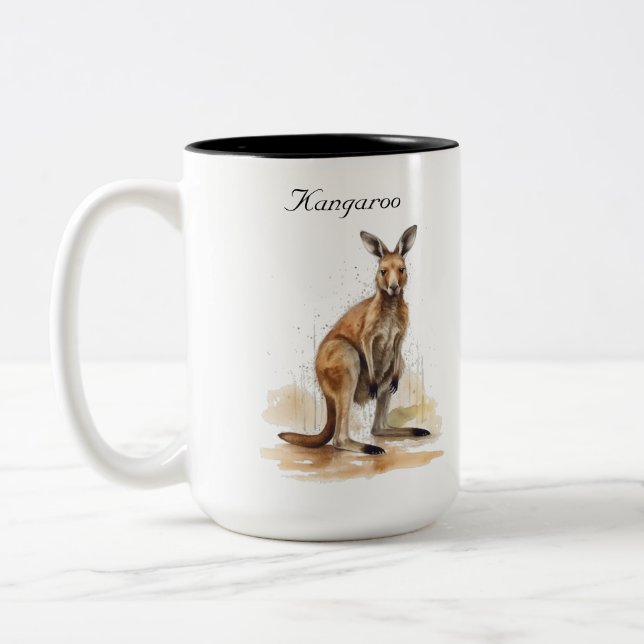 Tasse 2 Couleurs Wanderer extérieur : aquarelle Kangaroo personnali (Gauche)