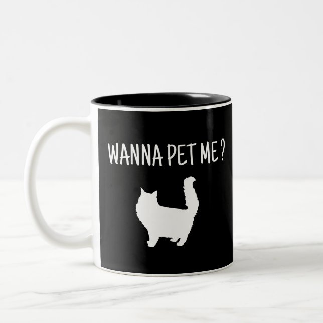 Tasse 2 Couleurs Wanna Pet Me Chat (Gauche)