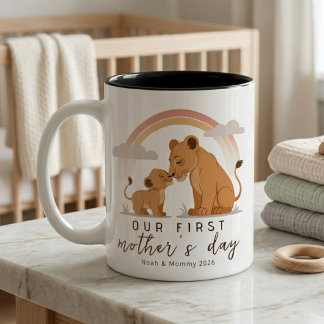 Tasse 2 Couleurs Warm Lion Mom Baby First Mothers Day Calm Love Art