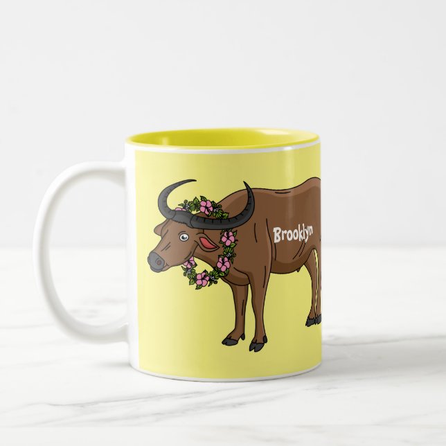 Tasse 2 Couleurs Water buffalo with flowers (Gauche)