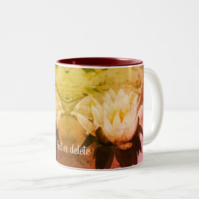 Tasse 2 Couleurs Water Lily Lotus Floral Art Personnalisé (Devant droit)