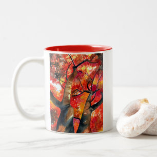 Tasse 2 Couleurs Watercolor Japonais maple tree