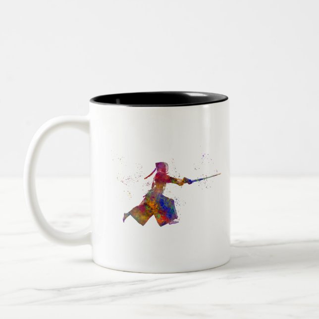 Tasse 2 Couleurs Watercolor martial art-kendo (Gauche)
