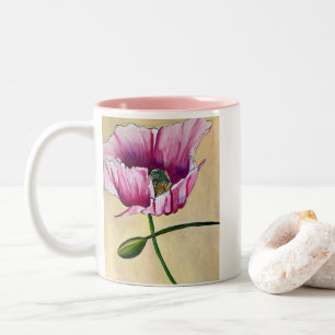 Tasse 2 Couleurs Watercolor pink poppy art flower