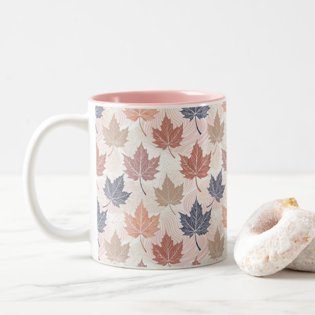 Tasse 2 Couleurs Wavy Autumn Leaves (Avec donut)