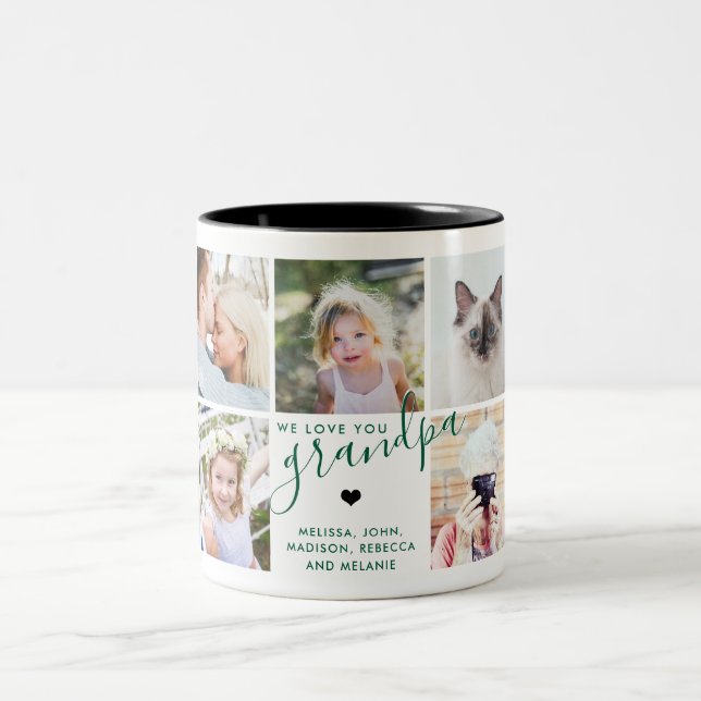 Tasse 2 Couleurs We love You Grandpa | Photo Gift Dark Green (Centre)