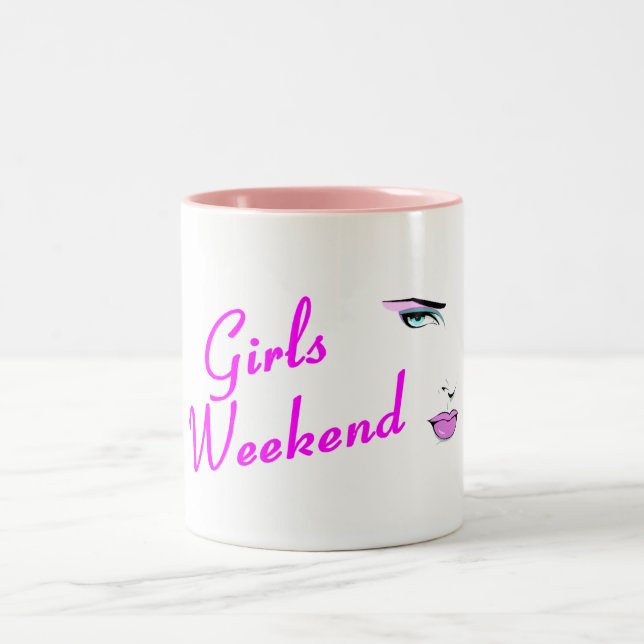 Tasse 2 Couleurs Week-end de filles (visage) (Centre)