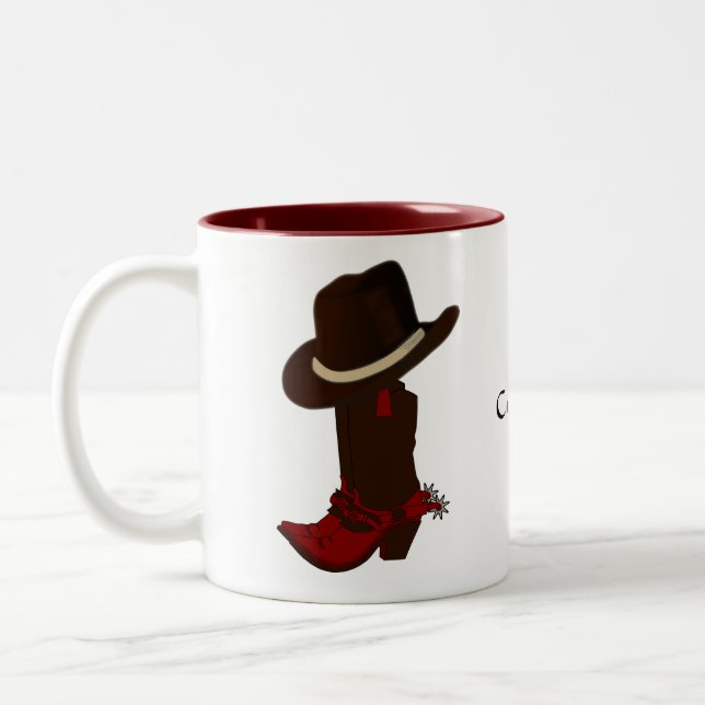 Tasse 2 Couleurs Western Country Brown Casquette & Bottes Café à de (Gauche)