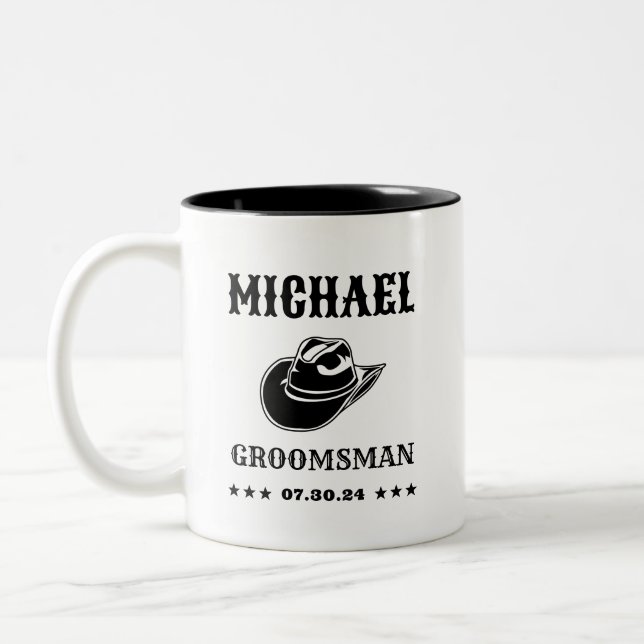Tasse 2 Couleurs Western Cowboy Casquette Classic Groomsmen personn (Gauche)