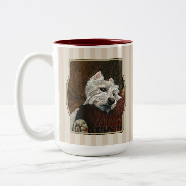 Tasse 2 Couleurs Westie sur canapé (Gauche)