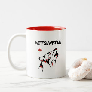 Tasse 2 Couleurs Wet'suwet'en Howling Wolf Haida Style Tatouage cou