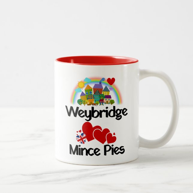 Tasse 2 Couleurs Weybridge, Surrey Royaume-Uni aime Mince Pies (Droit)